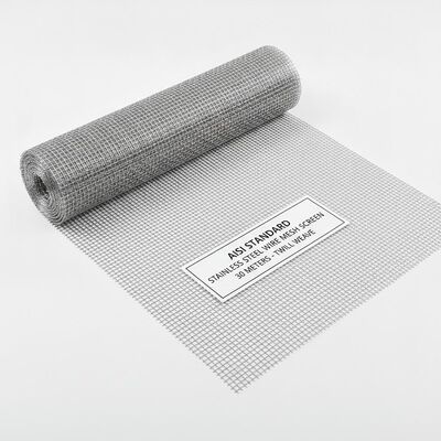 Écran de treillis métallique en acier inoxydable standard AISI 30 mètres de longueur Technique de tissage à double tissu Idéal pour le criblage et la séparation